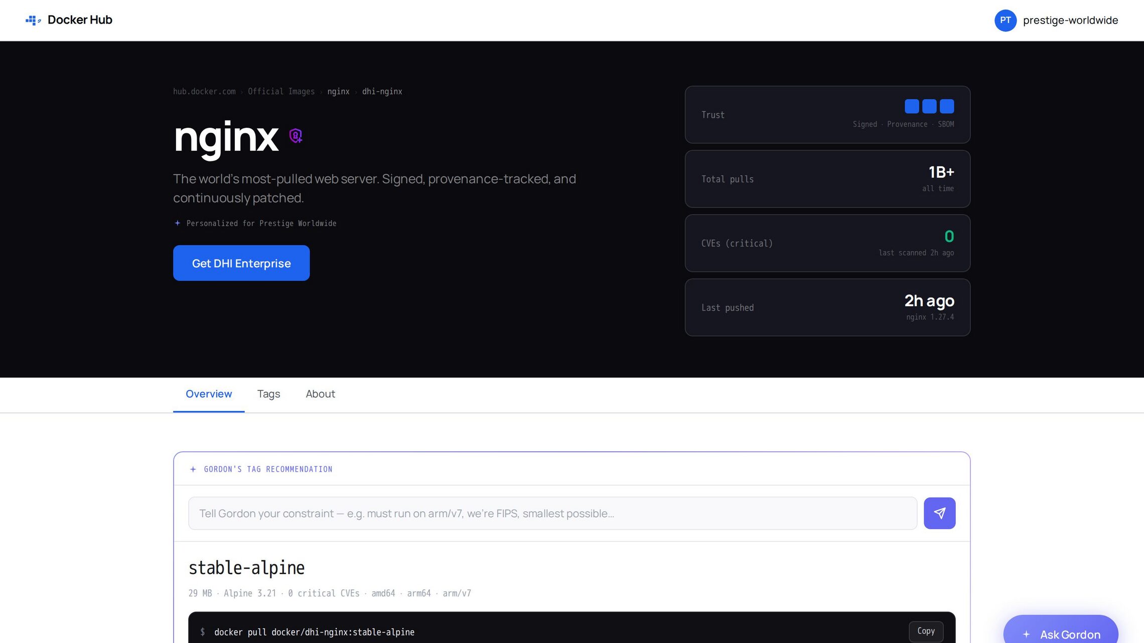 Repo Detail + Gordon — the audit-evidence page