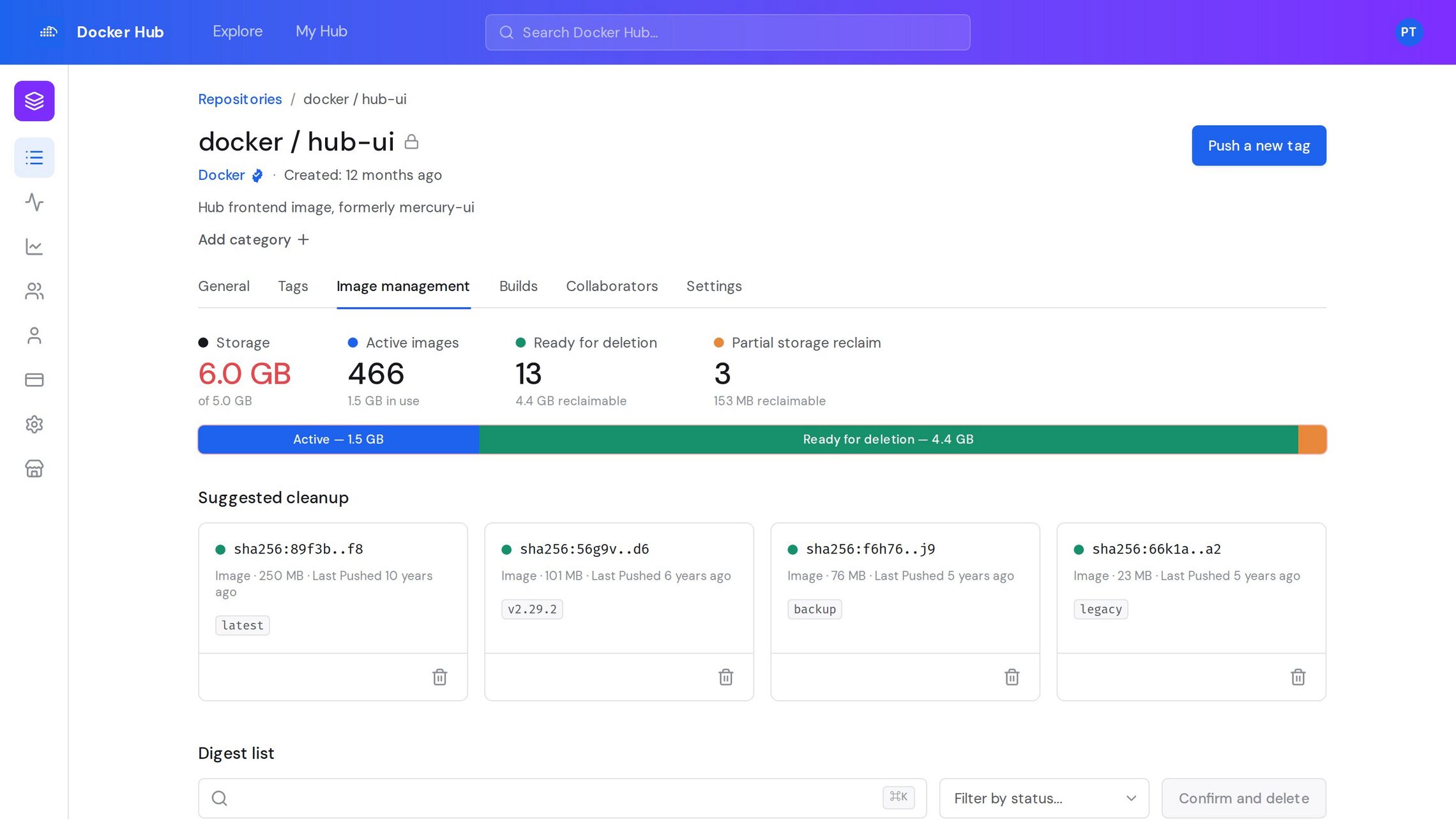 Image Management — dependency-aware storage cleanup